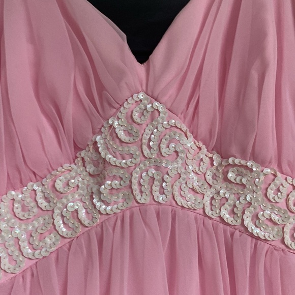 Vintage Mike Benet Formals baby pink formal layered sheer with Embellished Waist - Picture 5 of 12